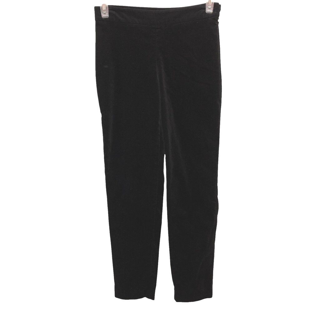 Talbots Size 2 Black Stretch Velvet Velour Side Zip Slim Leg Pants Trousers
